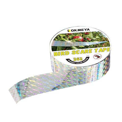 Bird Scare Reflective Tape, 262 Feet per Roll, Double-Sided Reflective, for Repelling Sparrows and Woodpeckers, Suitable for Outdoor Use in Homes, Gardens, Farms, Orchards,Outdoor