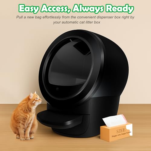 SZEE 120 Pack Automatic Waste Bags Compatible with Litter Box Robot 3/4 and Other Automatic Cat Litter Box, Waste Drawer Liners Bags Heavy Duty, Thick Self-cleaning Cat Litter Box Liners