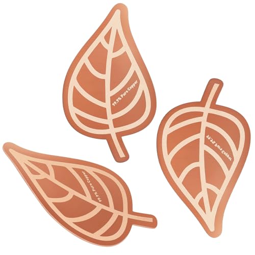 3Pcs Bird Bath Copper Purification Disk 99.99% Pure Copper Water Cleaning Discs 0.6mm Physical Clean Water for All-Season Universal Natural Fit for Outdoor Birdbaths, Bowls, Garden Fountain(Leaf)