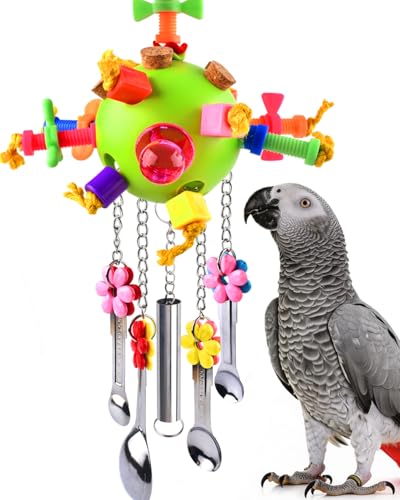 KATUMO Bird Toys, Parrot Pull Spoons Toys for Conure Cage Parakeet Cockatiel Quarker African Grey Mini Macaw Parrots Cockatoo Small to Medium Birds