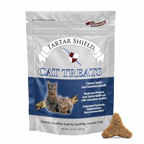 Tartar Shield® Cat Treats | Daily Dental Treats | Cleans Teeth & Gums Fresh Breath Natural Oral Health Support | Wholesome & All-Natural Bites | USA Made | Tasty Chicken Flavor