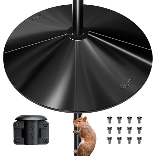iBorn Squirrel Baffle for Bird Feeder Pole, 19.6” Oversized Squirrel Guard Defender, Bird Feeder for Outdoors Protector, Polycarbonate(PC), Pack of 1, Black