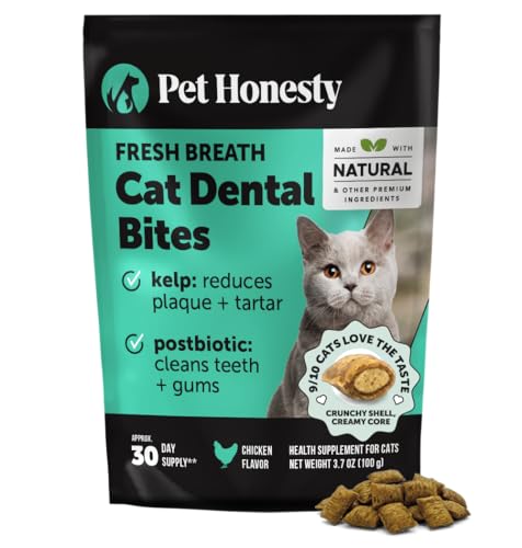 Fresh Breath Dental Bites for Cats – Crunchy & Creamy Cat Dental Treats for Fresh Breath, Tartar & Plaque Control – Dual-Texture Cat Oral Care Bites for Bright Teeth & Healthy Gums – 30 Day Supply