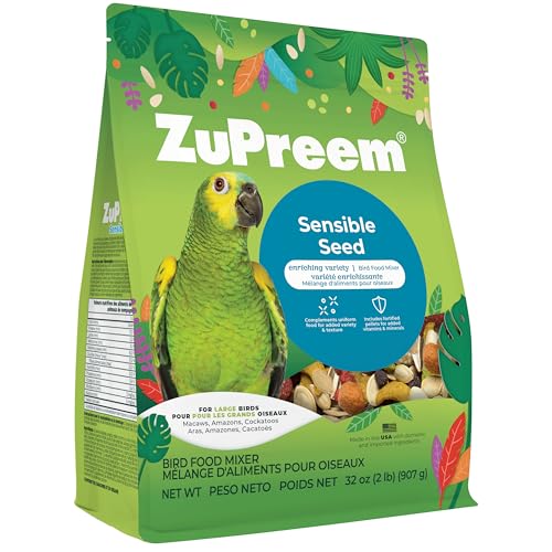 ZuPreem Sensible Seed Bird Food, , Cockatoo, Macaw, Bird Seed and Pellets Blend, ZuPreem Feed Mixer Topper, Enriching Variety, Made in USA, Macaw Food, (Large, 2 lb bag)