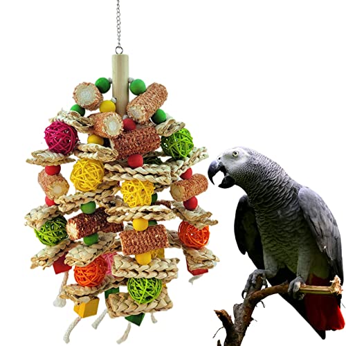 Cokliomc Parrot Toys, Natural Corncob Bird Chew Toys for Small and Medium Macaws, African Grey Parrots, Parrots Bird Cage