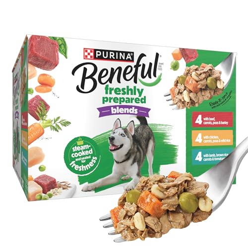 Purina Beneful Freshly Prepared Blends Wet Dog Food Variety Pack with Beef, Chicken, or Lamb Dog Food - (Pack of 12) 10 oz. Tubs