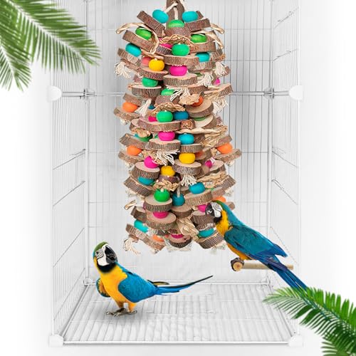 Extra Large Bird Parrot Toys- 19.7 inch Multicolored Natural Wooden Block Parrot Chewing Toy Suggested for Macaws cokatoos, African Grey and a Variety of Parrots. (Large Size)