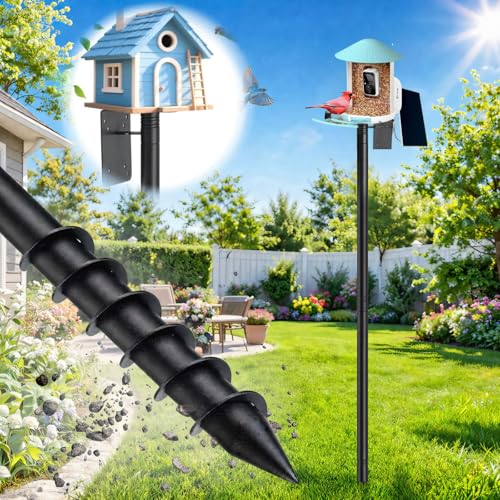 Heavy Duty Bird Feeder Pole - 88" Adjustable Bird House Stand Outdoor, Anti-Tip Auger & Stable Mount for Smart Camera Birdfeeder,Bluebird House, Bird Buddy, Birdfy