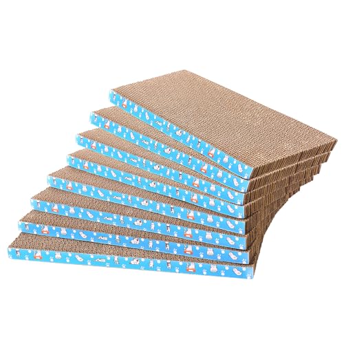 8 Packs in 1 Cat Scratch Pad, Cat Scratcher Cardboard,Reversible,Durable Recyclable Cardboard, Premium Scratch, Suitable for Cats to Rest, Grind Claws and Play (0.8" H(8 Packs))