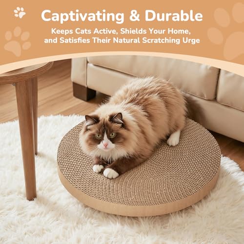 6pcs Cat Scratch Pad, Cat Scratcher Cardboard & Cat Scratching Pads - Round Cat Scratcher Refill, 10 Inch Diameter 7/8 Inch Thick cat scratchers for Indoor Cats