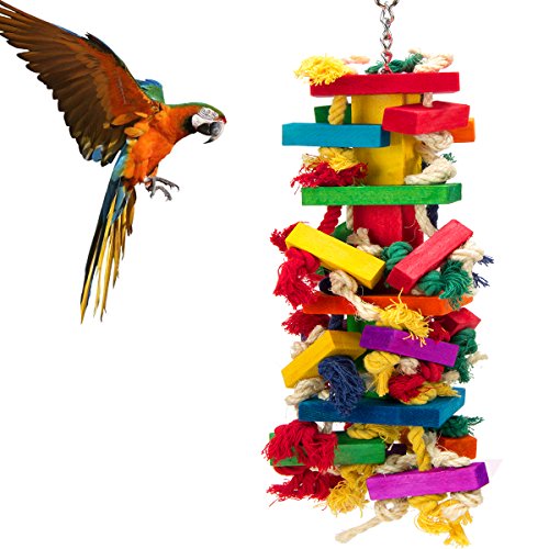 Extra Large Natural Wood Bird Toys for Macaws, African Grey, Parrots Gifts