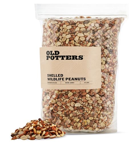 Old Potters Organic Shelled Peanuts, 10 lbs for Birds and Squirrels. USA Grown Non-GMO, Raw, Wildlife Grade