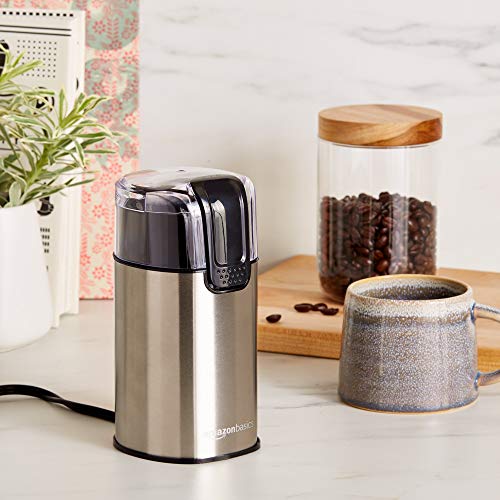 Basics Fast Electric Coffee Grinder for Home Use, Easy to Use Coffee Bean and Spice Grinder with Heavy-Duty Stainless Steel Grind Blades