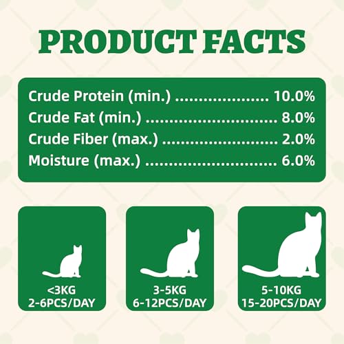 Wellix 13.05oz Cat Grass Treats with Catnip & Salmon - Healthy Cat Treats for Indoor Cats - Hairball Control & Digestive Support - Kittens Training Snacks for Teeth Cleaning