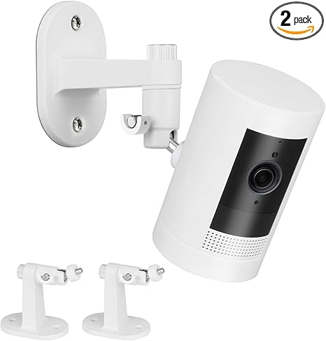 2Pack Adjustable Security Wall Mount Bracket for Ring Stick Up Cam & Ring Outdoor Cam Plus, Perfect View Angle for Your Surveillance Camera System - White