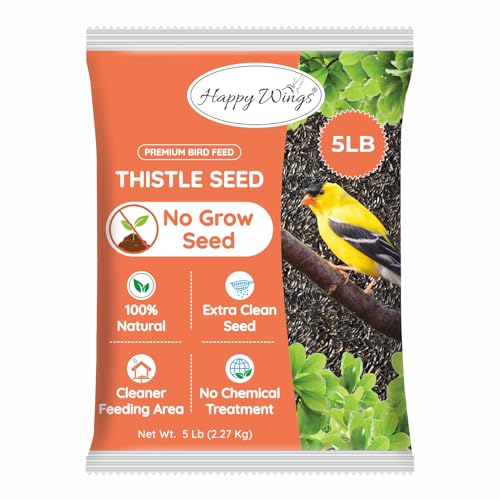 Happy Wings Nyjer/Thistle Seeds Wild Bird Food - 5 Pounds I No Grow Seed I Bird Seed for Wild Birds