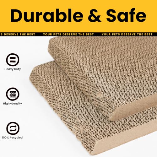 Conlun Cat Scratcher Cardboard with Wood Frame, 3-in-1 Vertical & Horizontal Scratching Pad, Reversible Cat Scratch Board, Durable Furniture Protector for Kittens & Small Cats