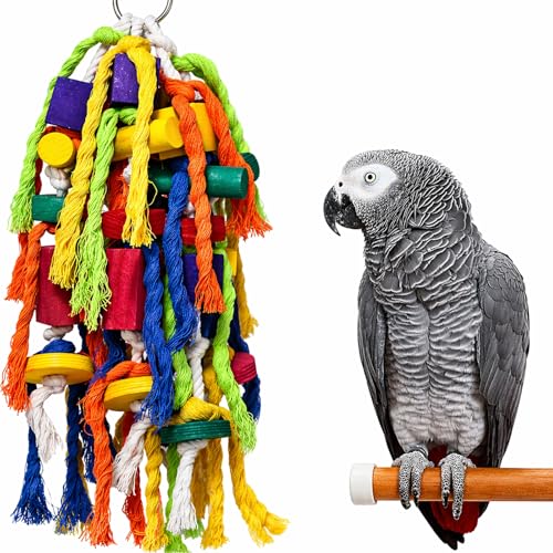 Rypet Large and Small Parrot Chewing Toys Parrot Cage Bite Toy Wooden Block Tearing Toys for Conures Cockatiels African Grey and Other Parrots