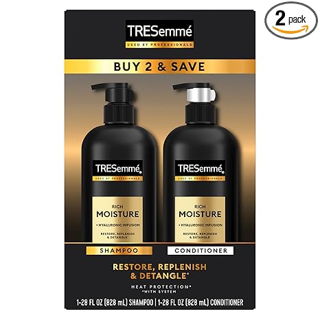 TRESemmé Rich Moisture Shampoo and Conditioner 2 Count Rich Moisture for Dry Hair Formulated With Vitamin E and Biotin 28 oz
