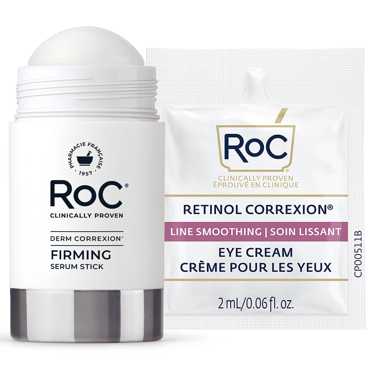RoC Derm Correxion Retinol Firming Serum Stick with Antioxidants to Visibly Tighten and Firm Wrinkles and Laugh Lines 1.0 oz plus Retinol Eye Cream Packette