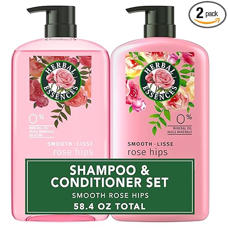 Herbal Essences Shampoo & Conditioner Set, Rose Hips - Smooth Collection, Paraben-Free, Color-Safe, Shiny Hair with Jojoba & Vitamin E, 29.2 Fl Oz Each, 2-Pack
