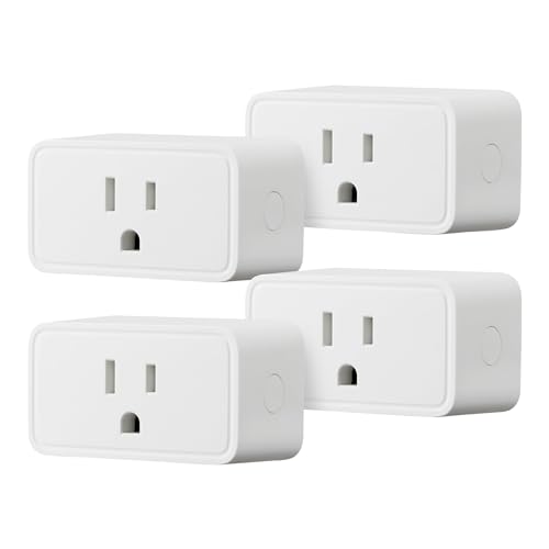 Basics Smart Plug, Works with Alexa Only, Voice Control, Remote APP Control, Schedule, Compact Design, Versatile, 2.4 GHz Wi-Fi, No Hub Required, 4-Pack, White