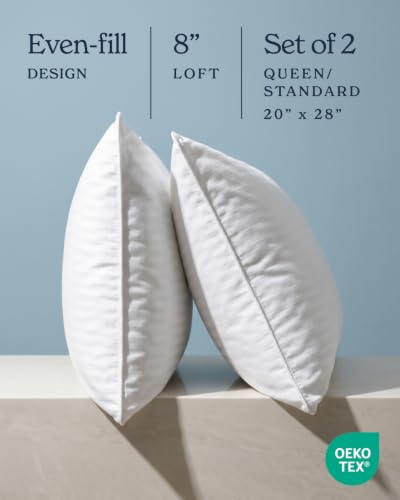 Beckham Hotel Collection Bed Pillows Standard/Queen Size Set of 2 | Original Soft Down Alternative Pillow for Sleeping, Soft Support for Back, Stomach or Side Sleepers