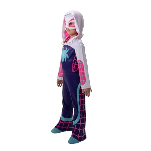 MARVEL Toddler Ghost Spider Costume, Girls Spider-Man and His Amazing Friends Gwen Stacy Kids Costume 3T/4T