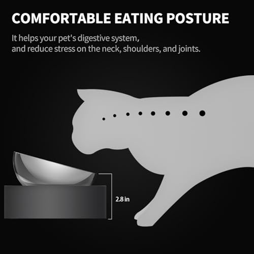 PETKIT 304 Stainless Steel Elevated Cat Bowls&Dog Bowls,Raised Cat Food and Water Bowl Set, Non-Slip, Anti Vomiting 15°Tilted Cat Small Animal Plate