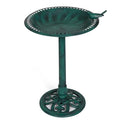 Backyard Expressions Outdoor Garden Bird Bath with Bird - Green - Weather Resistant Polyresin - 30 Inch -