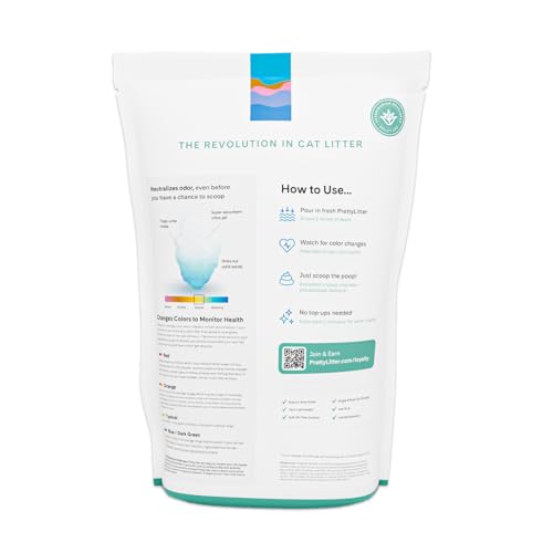 PrettyLitter Health Monitoring Cat Litter, Calm Aloe, 6 lb. Bag | Up to 1 Month Supply, Non-Clumping, Advanced Odor Control, Automatic Litter Box Compatible, Color Changing Silica Crystals