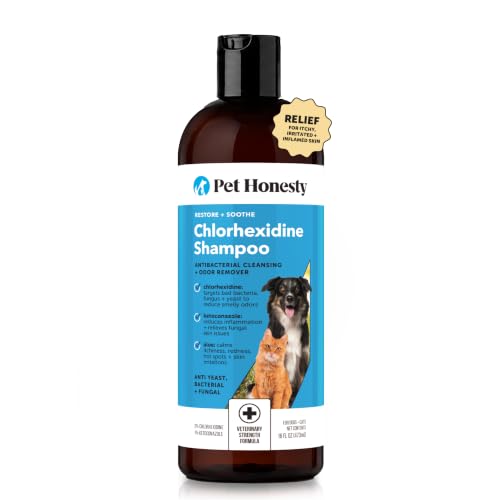 Pet Honesty Chlorhexidine Cat & Dog Seasonal Itch Relief Shampoo, for Allergies, Itching, Skin and Coat Supplement, Helps Shedding, Hot Spots, Deodorizing Dog Shampoo & Grooming Supplies,16oz