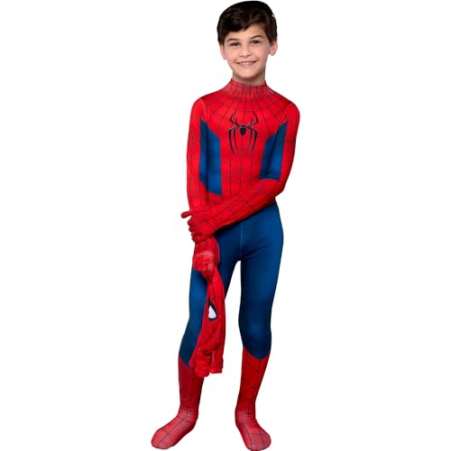 MARVEL Spider-Man Official Youth Zentai Halloween Costume - Deluxe Two-Way Stretch Spandex with Invisible Zippers