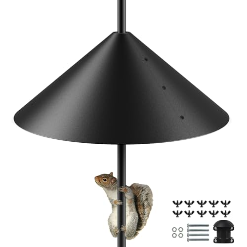 19 Inch Metal Squirrel Baffle for Bird Feeder Pole, Outdoor Squirrel Proof Bird Feeders, Bird House Guard for Shepherd’s Hook, Rust Chew Proof Heavy Duty