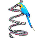 94.4inch Length Colorful Cotton Bendable Rope Perch Swing Bird Chew Toys  Parrots Cage Toys with Bell Swing Climbing Standing Bungee Bird Toys for Regular to Big Size Birds