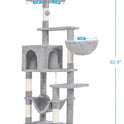 Hey-brother Cat Tree with Large Hammock, Multi-Level Cat Tower for Indoor Cats, Cat Condo with Sisal-Covered Scratching Posts and Top Perch, Light Gray MPJ050W