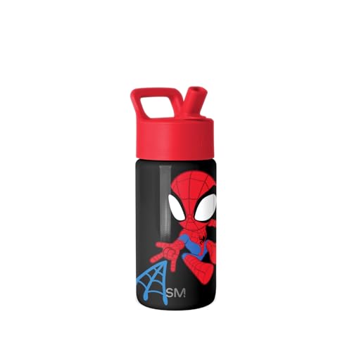 Simple Modern Marvel Spider Man Kids Water Bottle with Straw Lid | 14oz Insulated Stainless Steel Kids Tumbler & Spill Proof Toddler Cup for School, Girls, Boys | Summit | Spidey Kid
