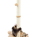 ANWA 32" Tall Cat Scratching Posts for Indoor Cats, 3-in-1 Vertical Cat Scratching Post with Plush Toys, Premium Sisal Post for Cats at All Ages with Reinforced Stable Base, Beige