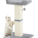 Karolpar 32" Cat Scratching Post for Indoor Cats, Sisal Cat Scratcher with Plush Perch, Large Scratch Post with Bed, Removable Cover, Sisal Fabric,Light Grey