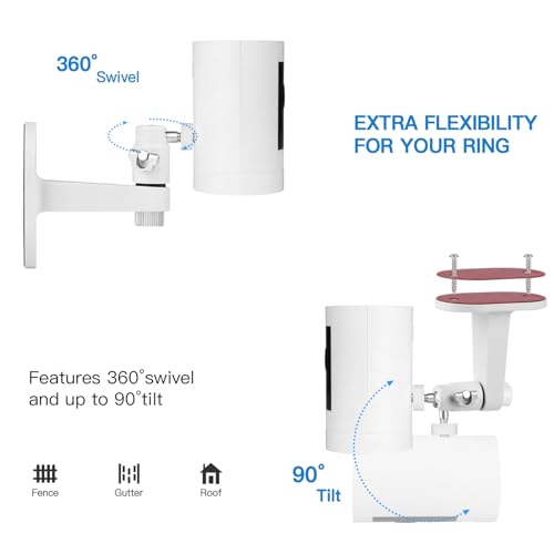 2Pack Adjustable Security Wall Mount Bracket for Ring Stick Up Cam & Ring Outdoor Cam Plus, Perfect View Angle for Your Surveillance Camera System - White