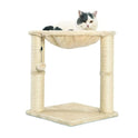 Basics Cat Tower with Hammock Bed and Scratching Post for Indoor Cats, Easy to Assemble, Interactive Hanging Ball, 15.8" x 15.8" x 19.7", Beige