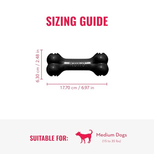 KONG - Extreme Goodie Bone - KONG's Most Durable Natural Rubber Dog Bone for Power Chewers - Black - For Medium Dogs