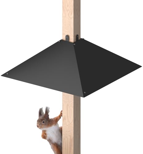 Queension Metal Squirrel Baffle for 4x4 Post, 17 Inch Squirrel Proof Baffles for Bird Feeder Poles, Outdoor Guard for Wooden Pole to Deter Raccoons from Bird Houses, 1 Pack