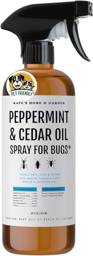 Kate's Home & Garden Peppermint Oil Spray for Bugs, Ants, Spiders (16oz) | Natural, Non Toxic, Pesticide and Insecticide Indoor Repellent Pest Control with Cedar Oil for Insects, Roaches, Stink Bug
