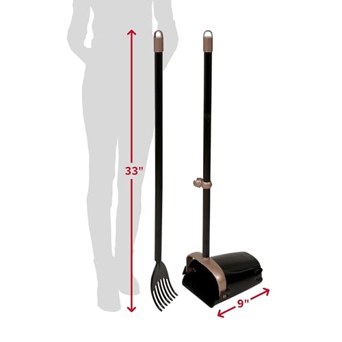 Arm & Hammer Dog Pooper Scooper Swivel Bin & Rake, Poop Scoop for Dogs, Black (2 Heavy Duty Scented Waste Bags Included)
