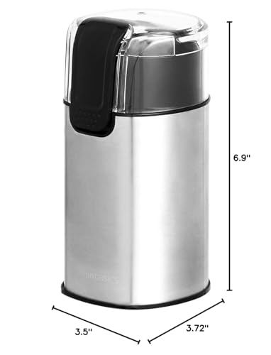 Basics Fast Electric Coffee Grinder for Home Use, Easy to Use Coffee Bean and Spice Grinder with Heavy-Duty Stainless Steel Grind Blades