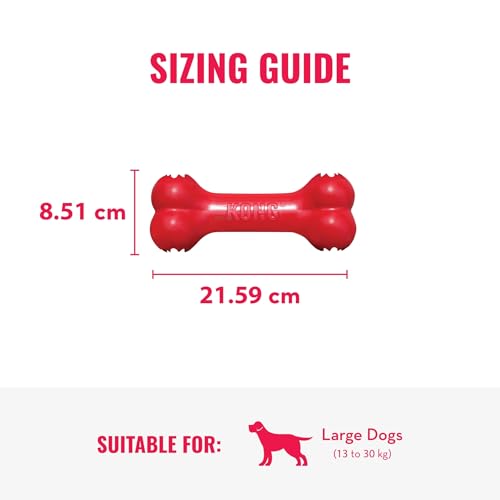 KONG Goodie Bone - Classic Durable Natural Rubber Dog Bone, Supports Mental Engagement - Treat Dispensing - Red - for Medium Dogs