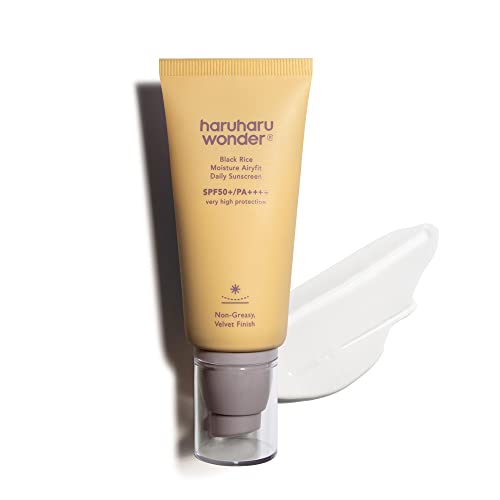 Haruharu Wonder Black Rice Moisture Airyfit Daily Sunscreen 1.69fl.oz - Velvet Finish, No White Cast, Hydrating, Moisturizing, Korean Skin Care, Vegan, Clean Beauty