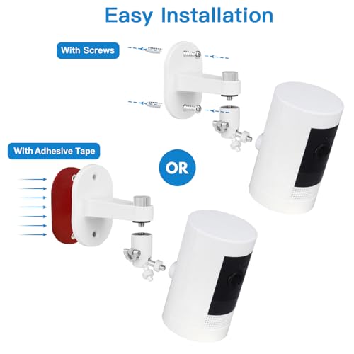 2Pack Adjustable Security Wall Mount Bracket for Ring Stick Up Cam & Ring Outdoor Cam Plus, Perfect View Angle for Your Surveillance Camera System - White