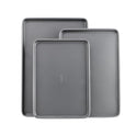 GoodCook Everyday Nonstick Baking Sheet Set, 3 Pack Includes Small (13×9) Medium (15×1) and Large (17×11) Pans Carbon Steel Construction Cookie Sheets Bakeware Set, Gray